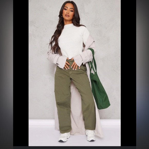 PrettyLittleThing Pants - PrettyLittleThing Green Wide Leg Pants